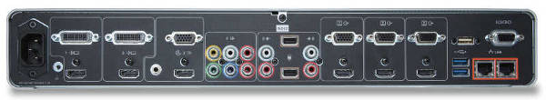 Click for large rear view of the Polycom RealPresence Group Series 700 connections.